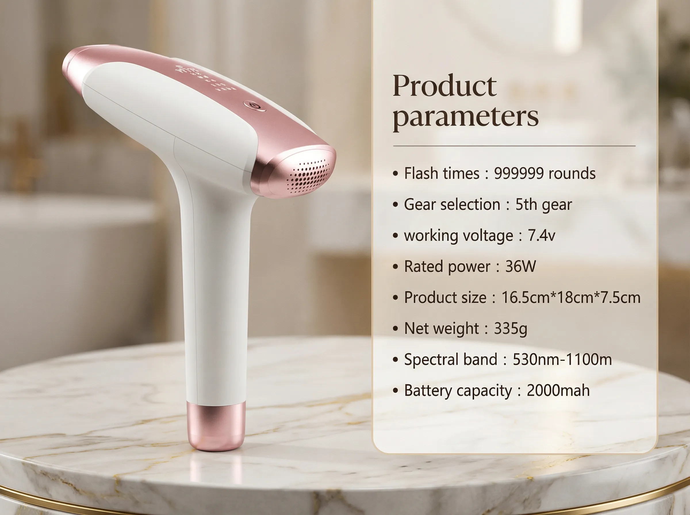 Onharingsapparaat laser parameters